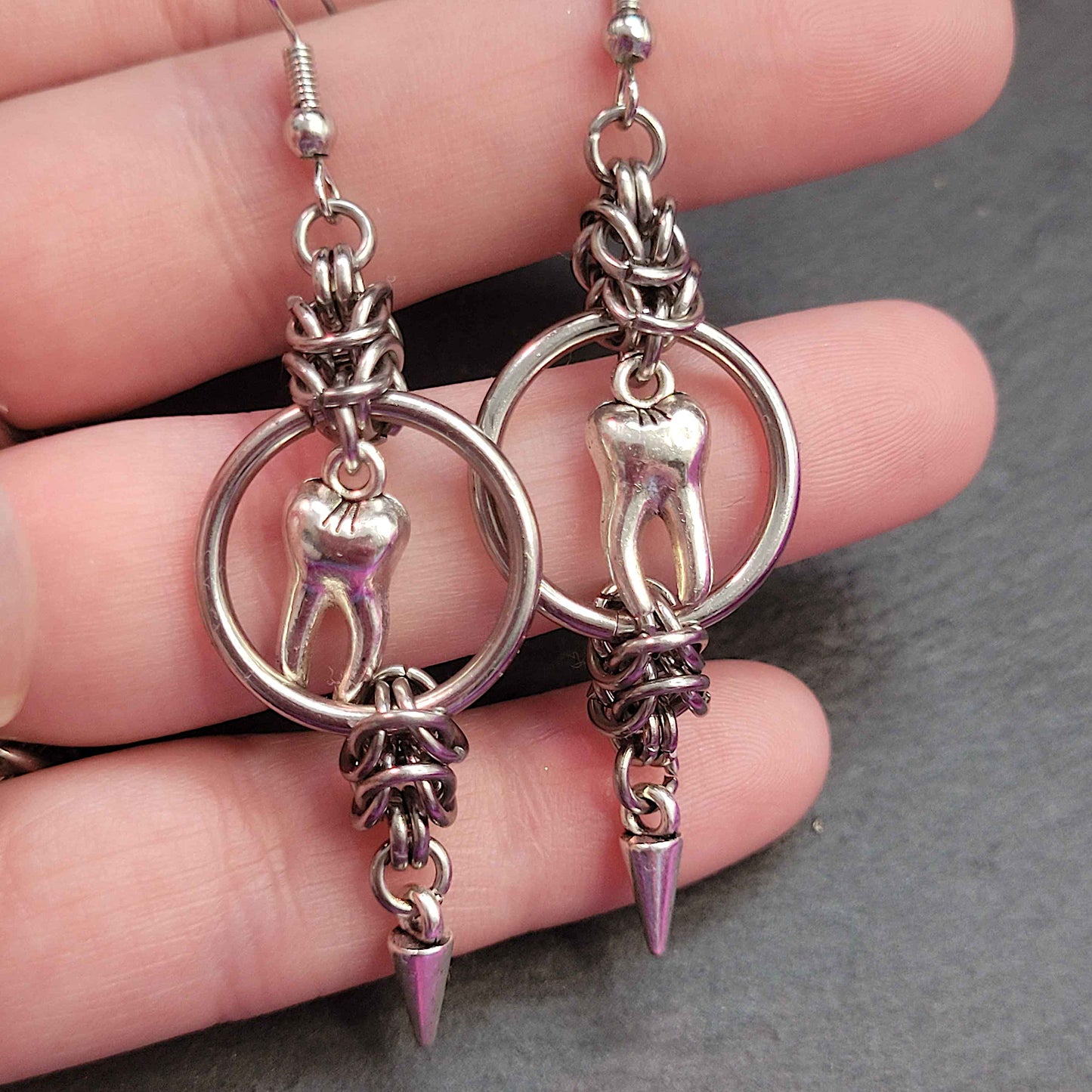 Tooth Fairy box chain earrings
