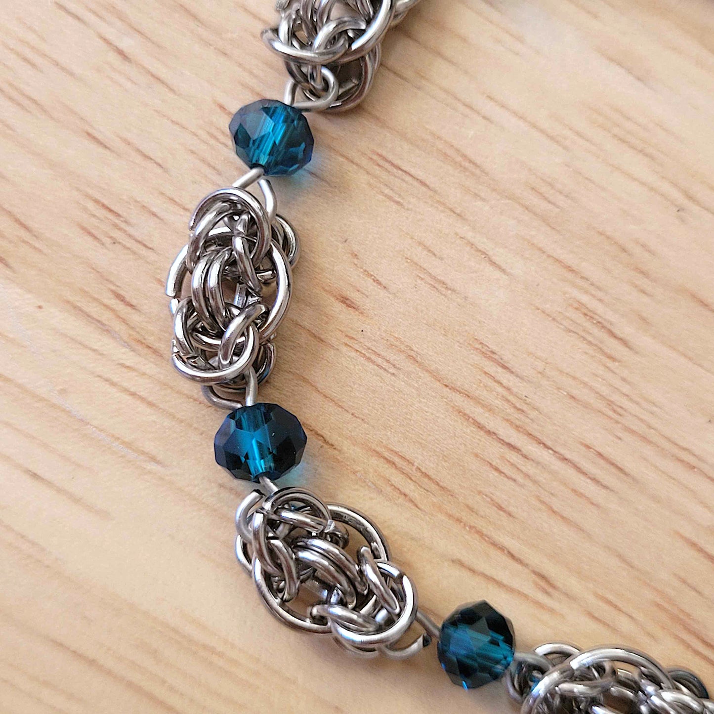 Captured byzantine and blue bead bracelet