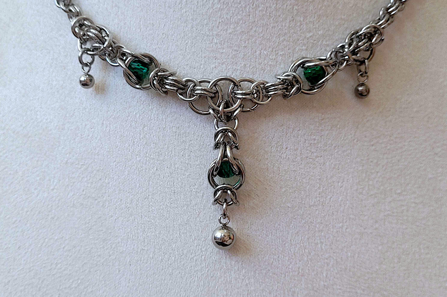 Byzantine and green captured bead necklace