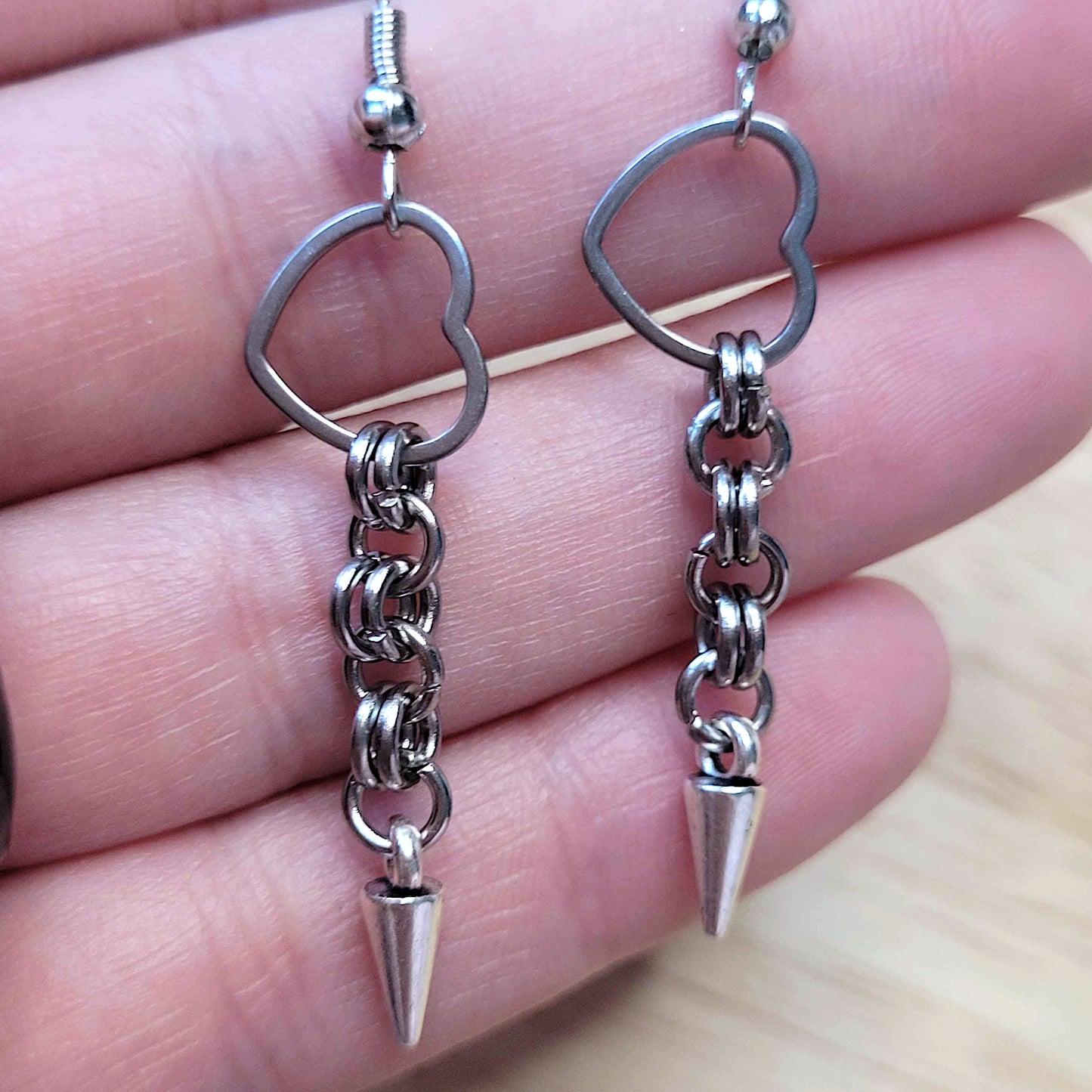 Heart and chain drop earrings