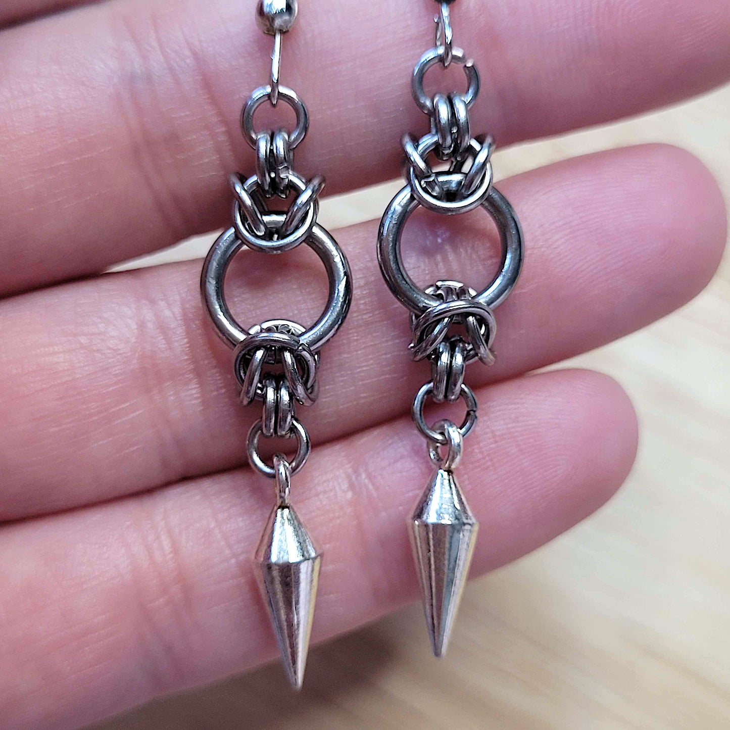 Simple byzantine and spike earrings