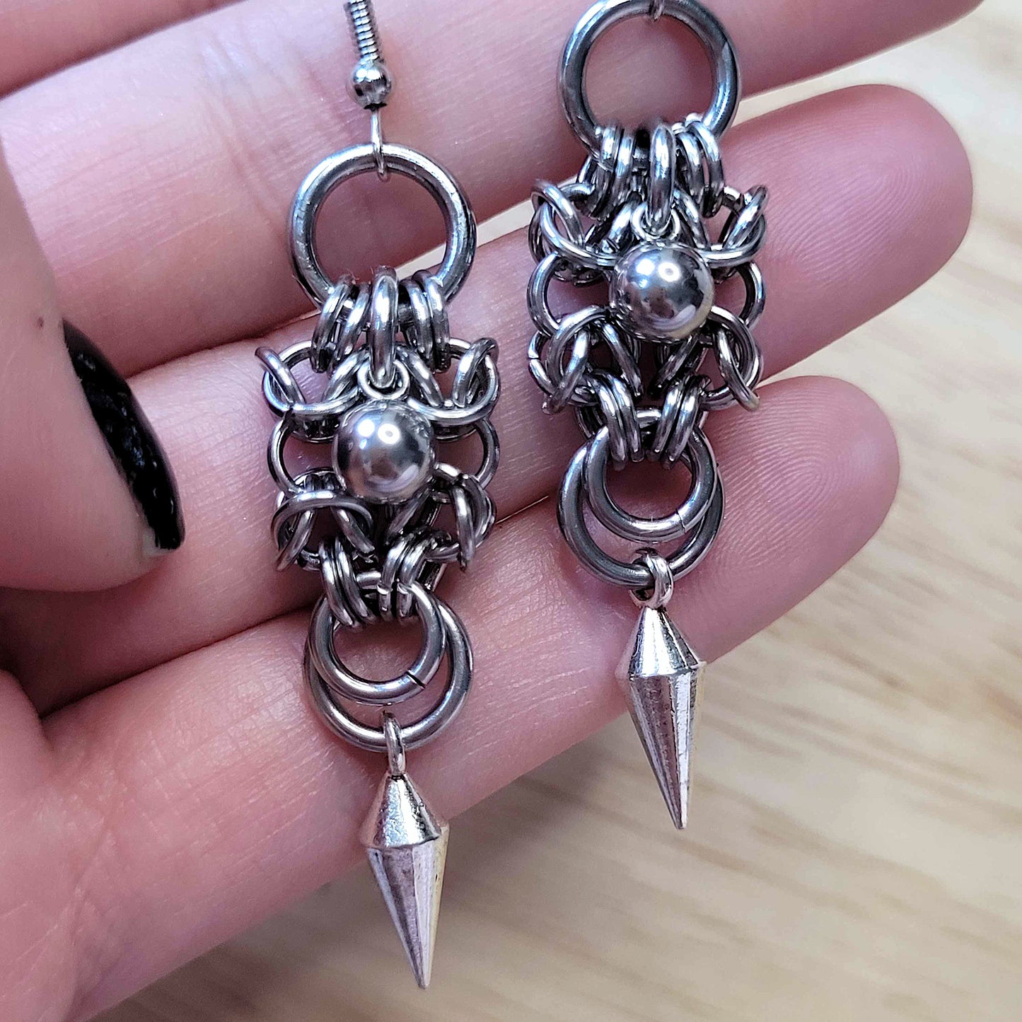 Byzantine ball and spike earrings
