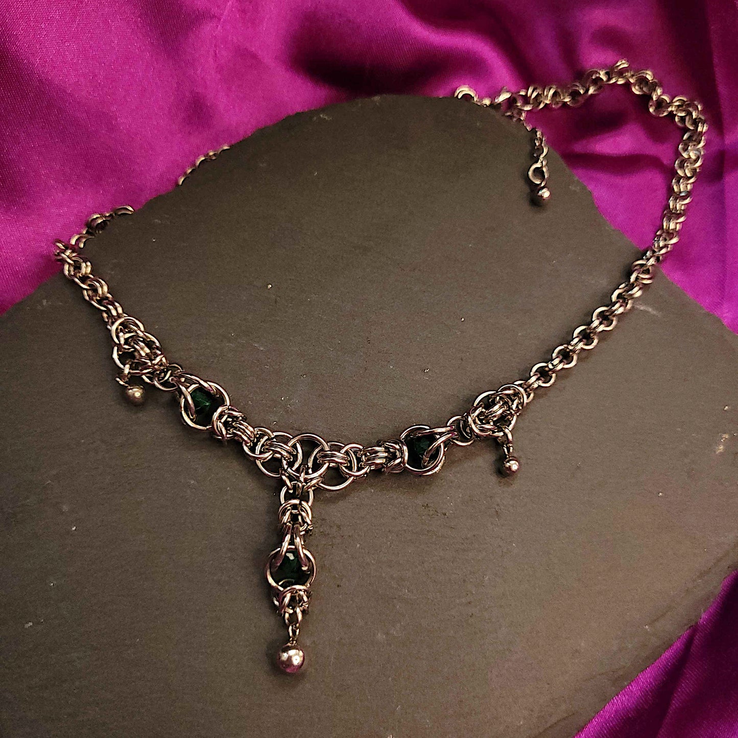 Byzantine and green captured bead necklace