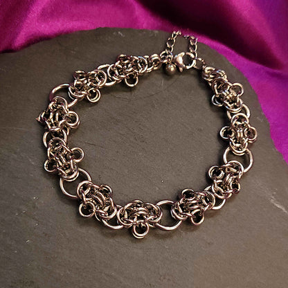 Byzantine flower and mixed loop bracelet