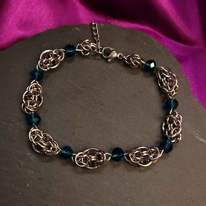 Captured byzantine and blue bead bracelet