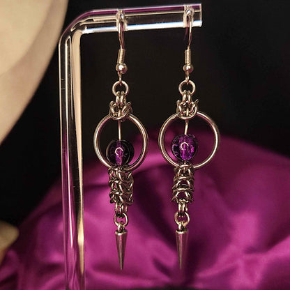 Purple aurora box chain mid loop earrings