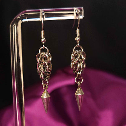 Full persian weave short drop spike earrings
