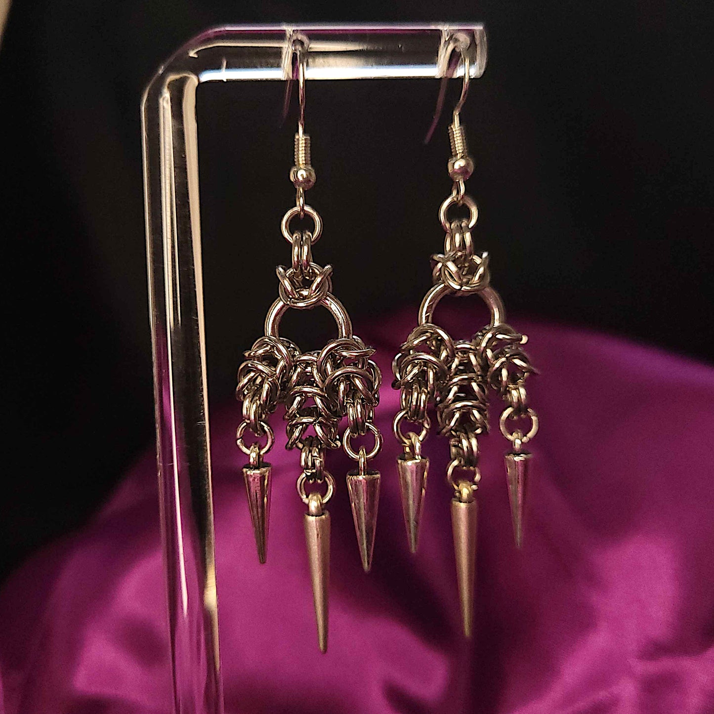 Triple box chain earrings