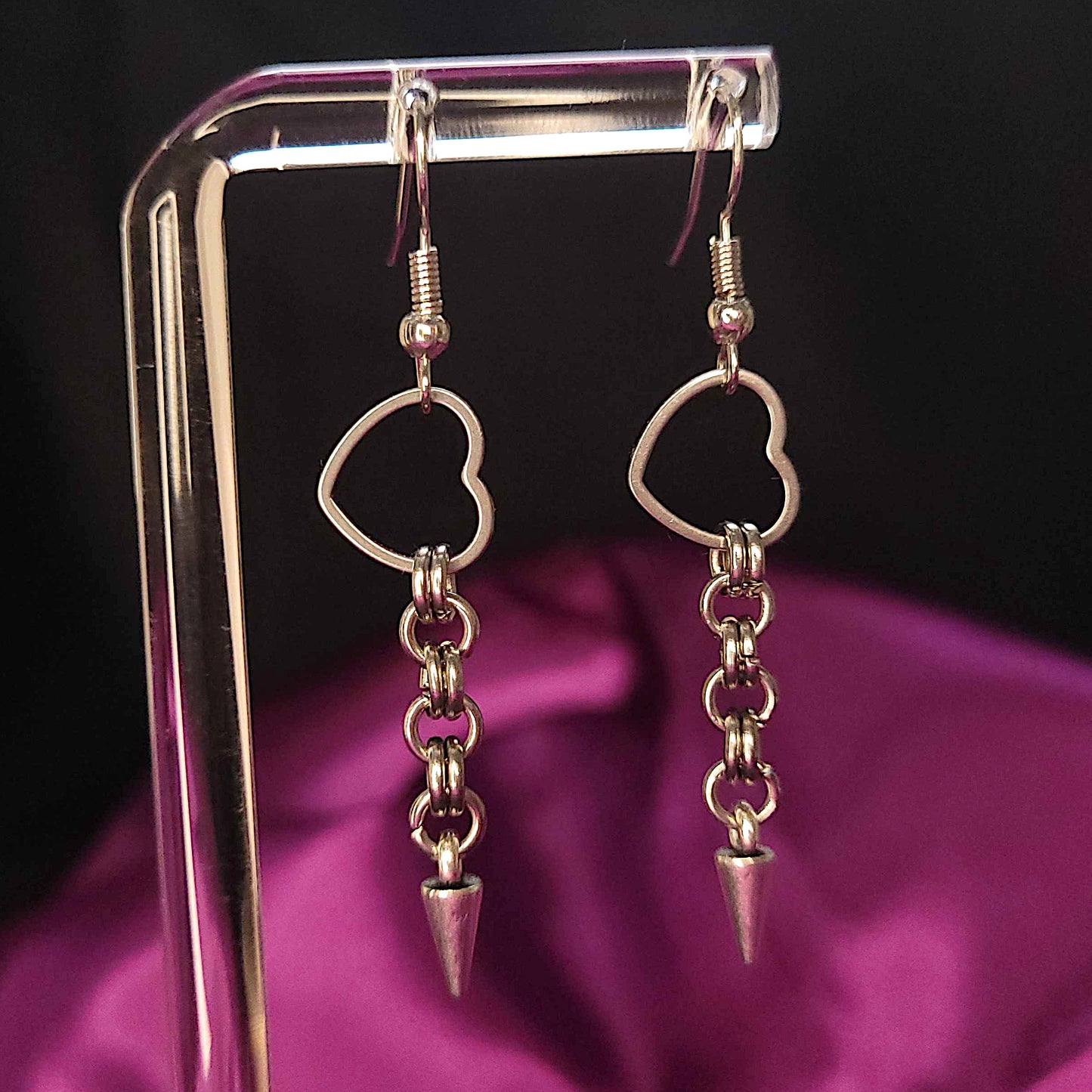 Heart and chain drop earrings