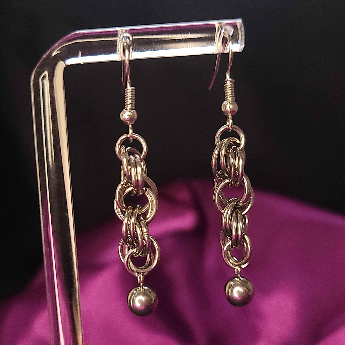 Double spiral and ball earrings