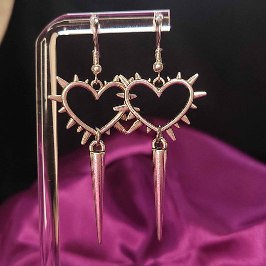 Punk spiked heart earrings