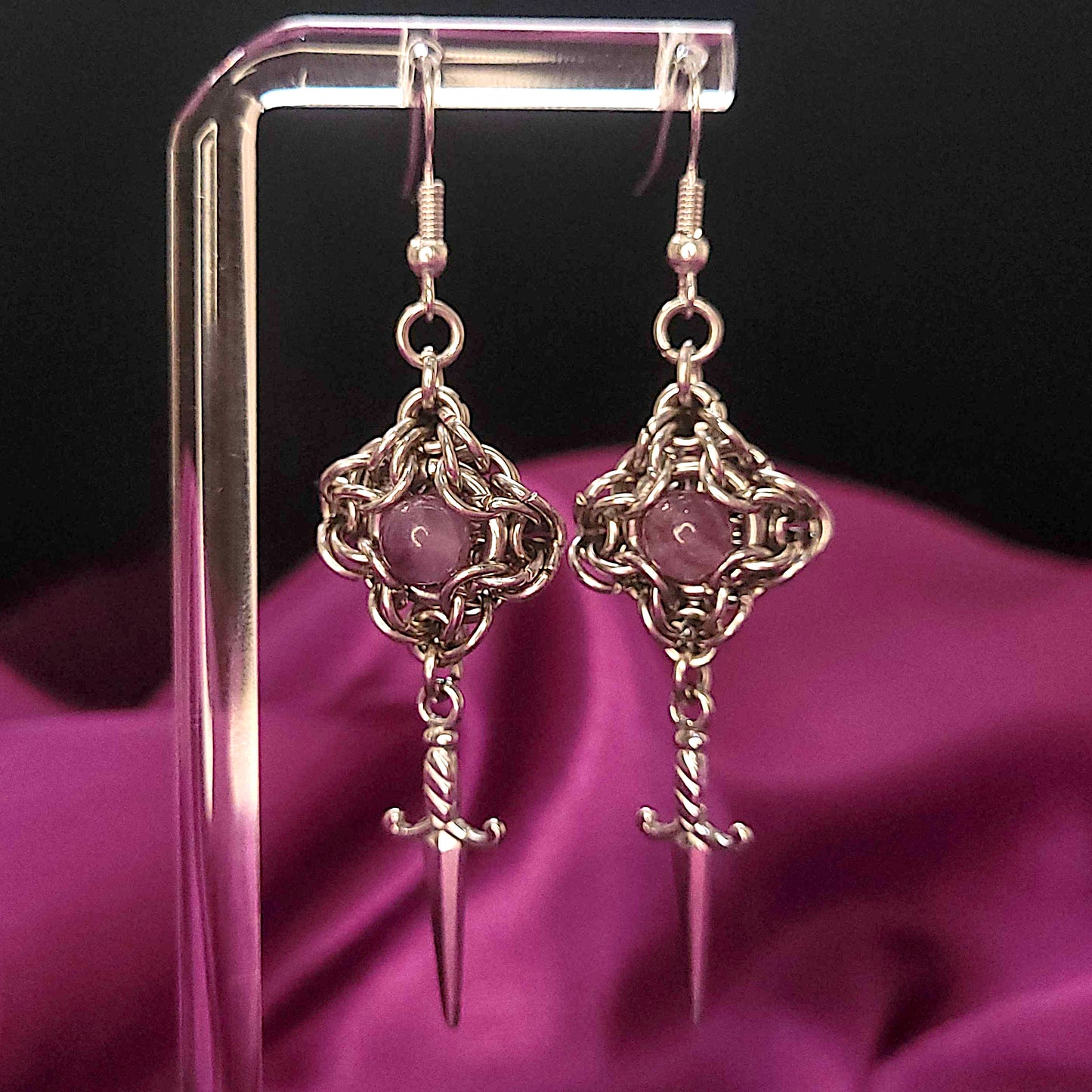 Byzantine amethyst & dagger earrings
