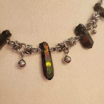 Aura quartz and byzantine necklace