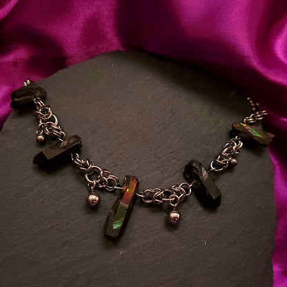 Aura quartz and byzantine necklace