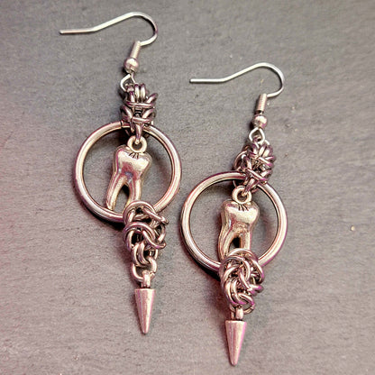 Tooth Fairy box chain earrings