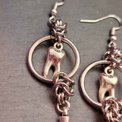Tooth Fairy box chain earrings