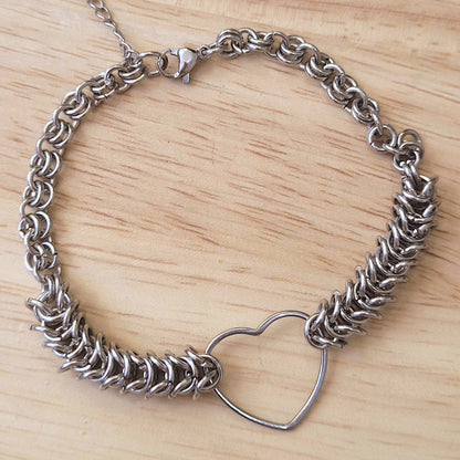 Heart loop box chain bracelet