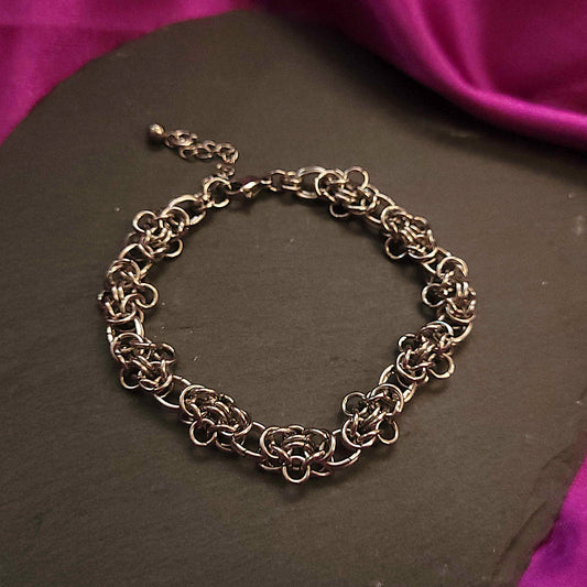 Byzantine flower & oval link bracelet