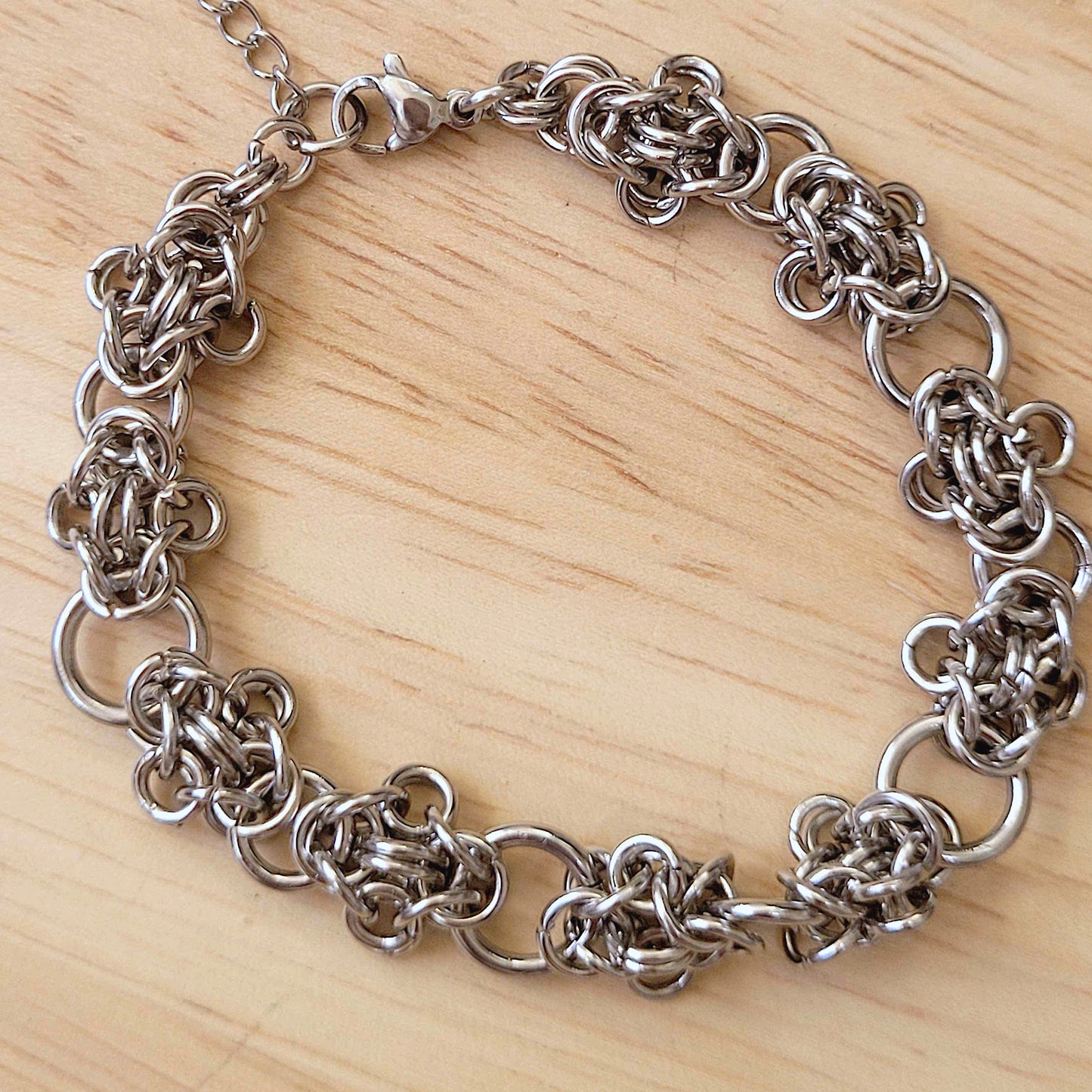 Byzantine flower and mixed loop bracelet