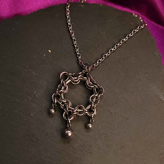 Simple byzantine hexagon pendant necklace