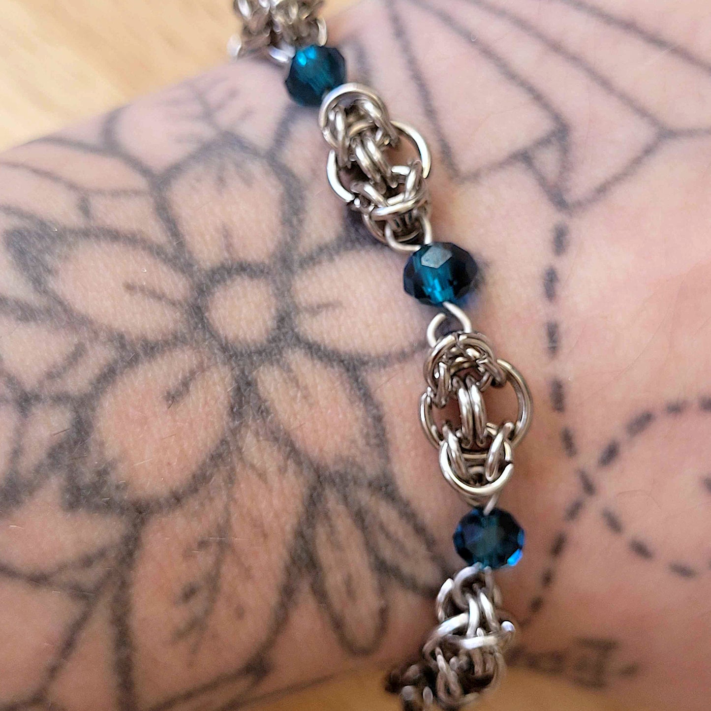 Captured byzantine and blue bead bracelet