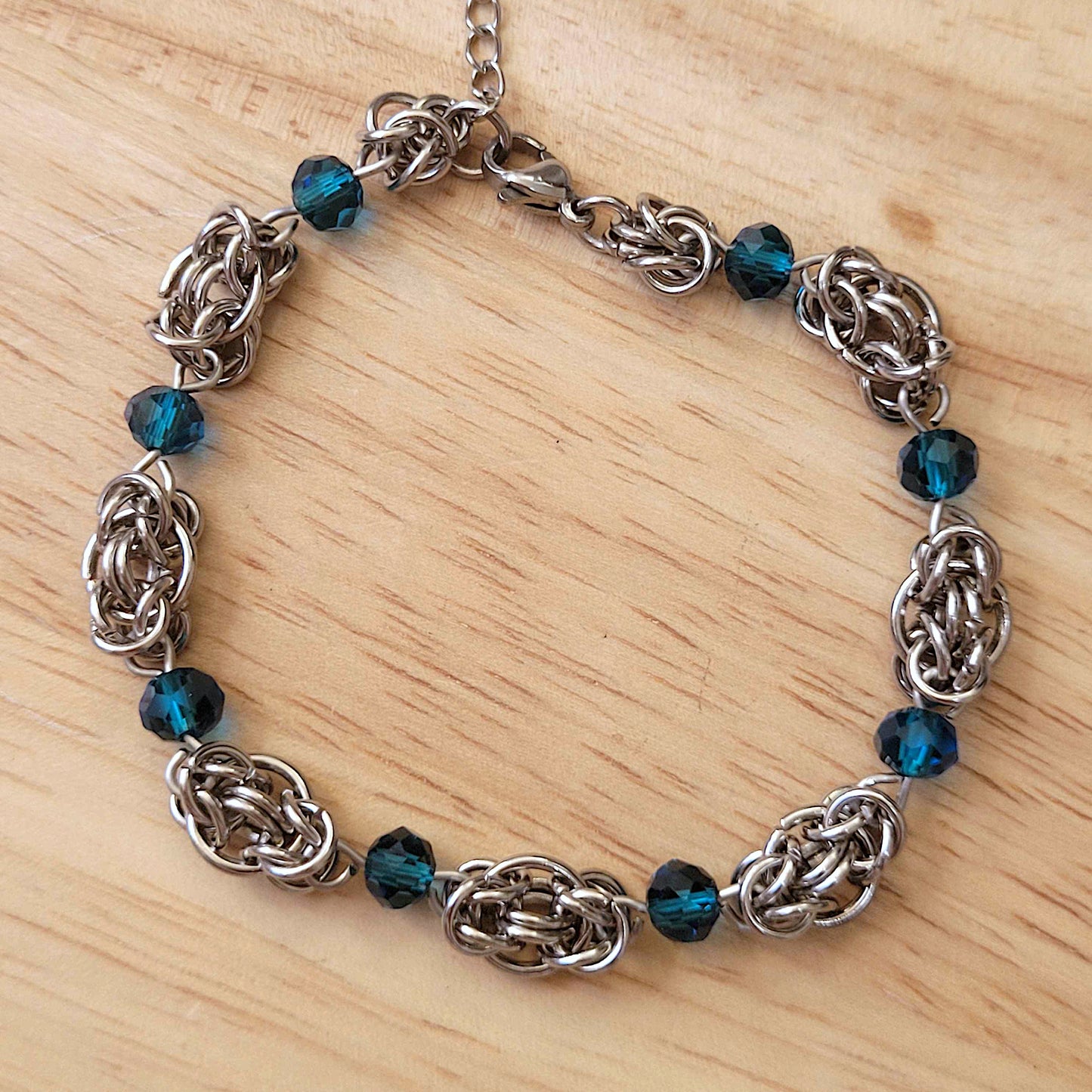 Captured byzantine and blue bead bracelet