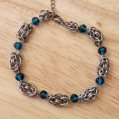 Captured byzantine and blue bead bracelet