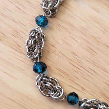 Captured byzantine and blue bead bracelet