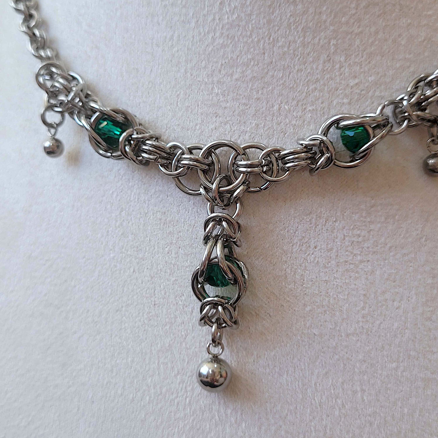 Byzantine and green captured bead necklace