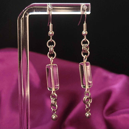 Clear bead and chain earrings