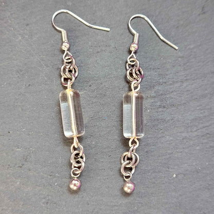 Clear bead and chain earrings