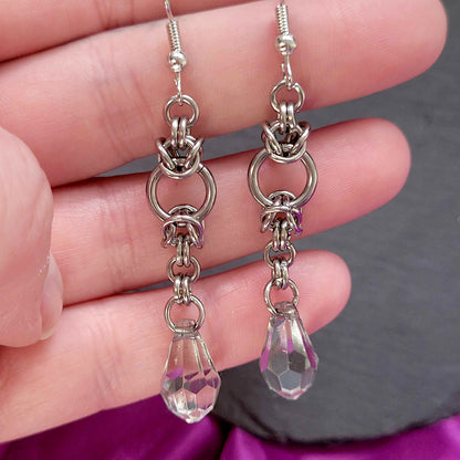 Clear crystal mid loop earrings