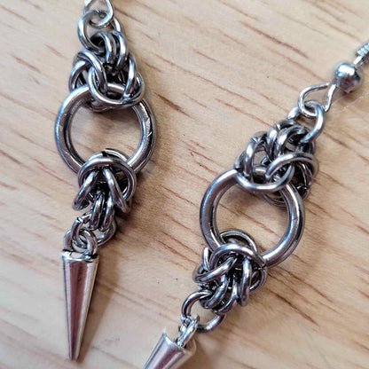 Mid loop spike byzantine earrings