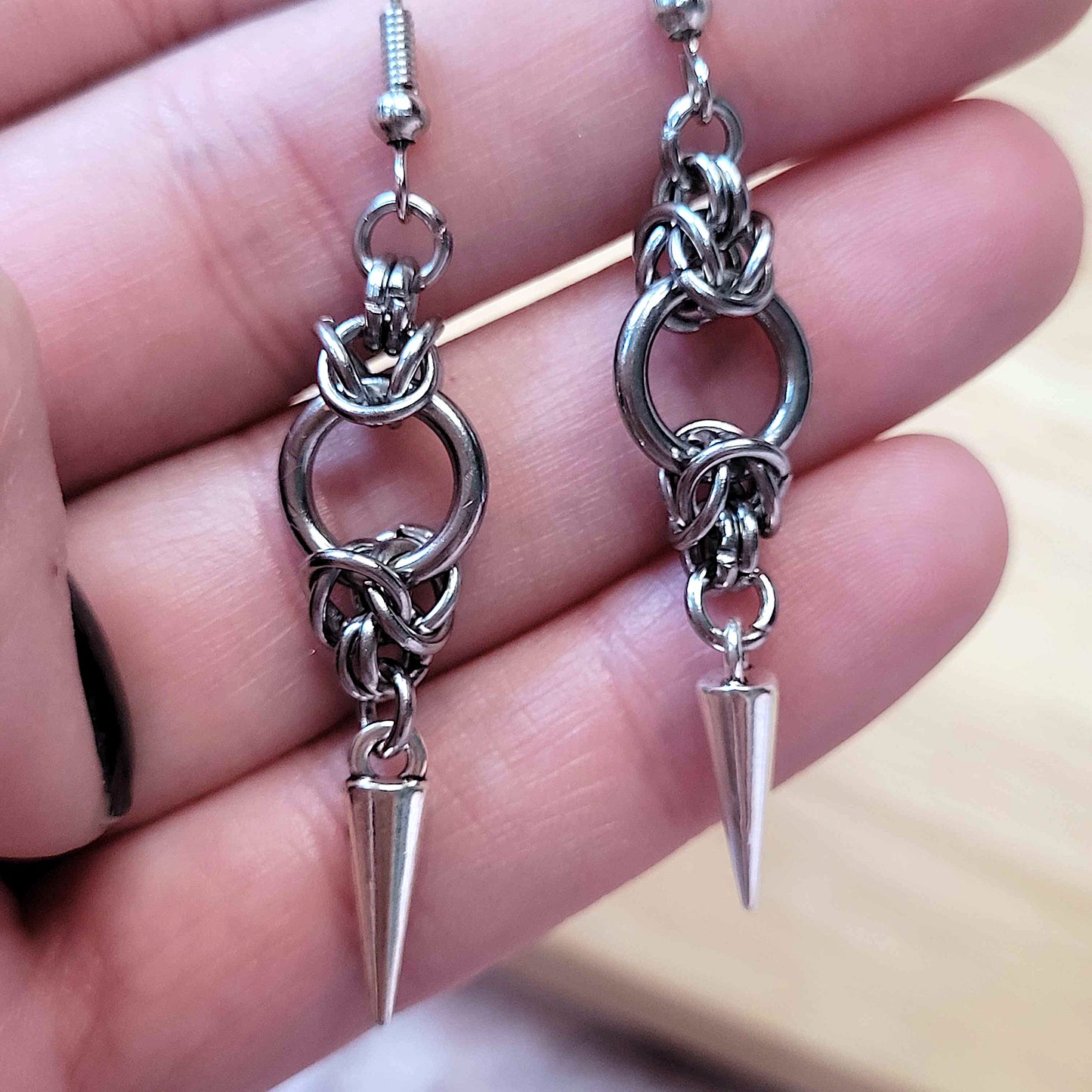Mid loop spike byzantine earrings