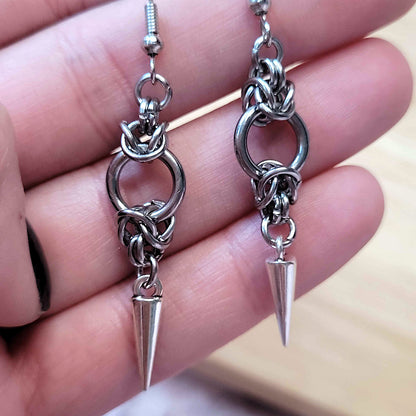 Mid loop spike byzantine earrings