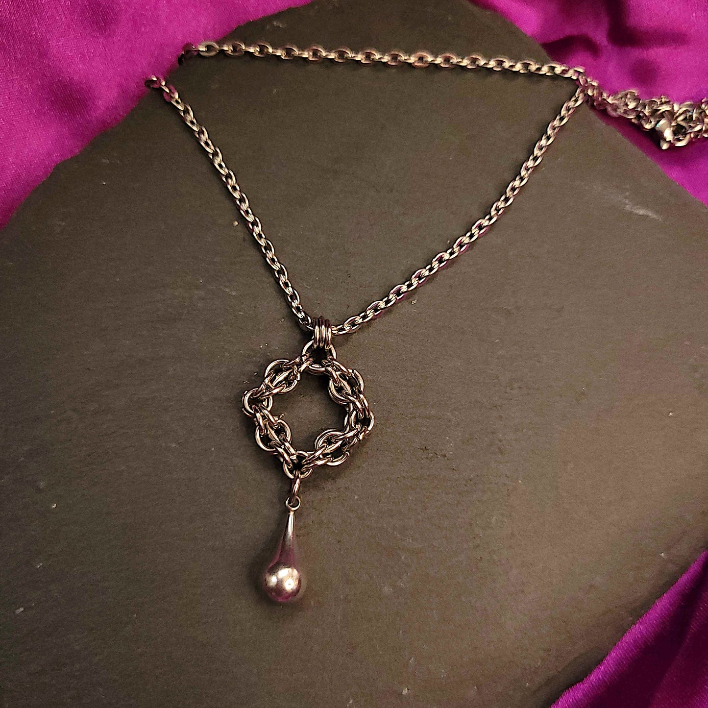 Byzantine diamond and teardrop pendant necklace