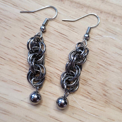 Double spiral and ball earrings