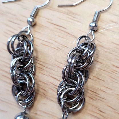 Double spiral and ball earrings