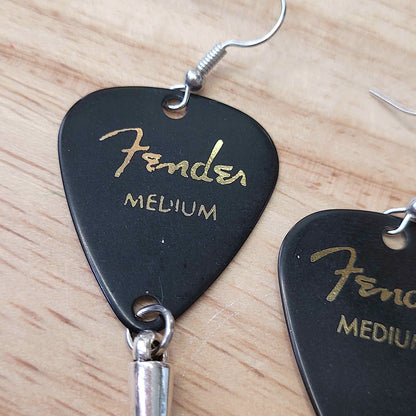 Fender guitar pick earrings with spike