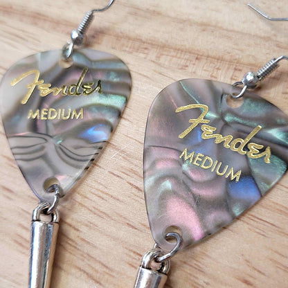 Fender guitar pick earrings with spike
