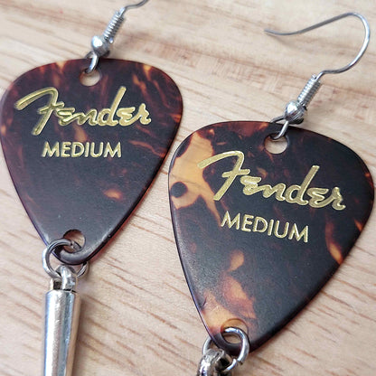 Fender guitar pick earrings with spike