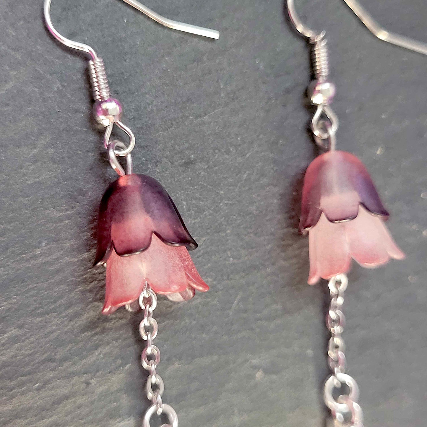 Pink flower and spike earrings