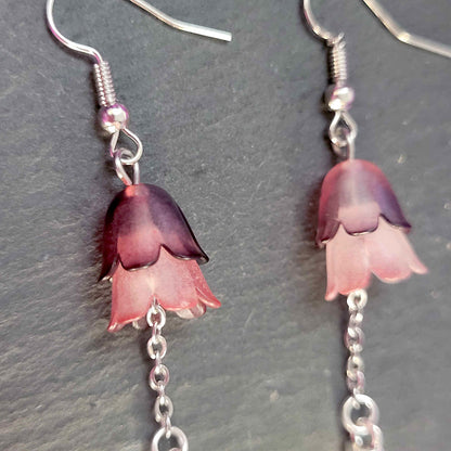 Pink flower and spike earrings