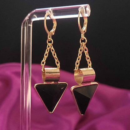 Gold tone black triangles on hoops