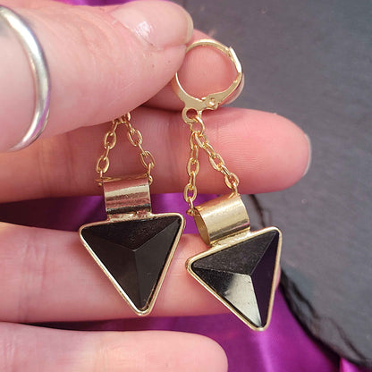 Gold tone black triangles on hoops