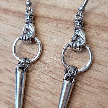 Gothic hand loop and spike earrings