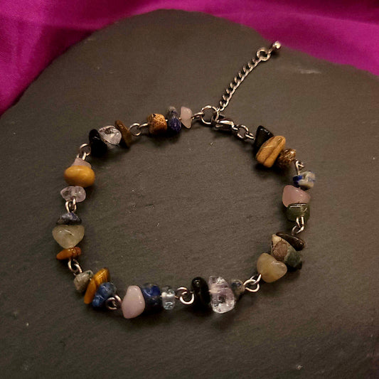 Mixed natural chip bead bracelet