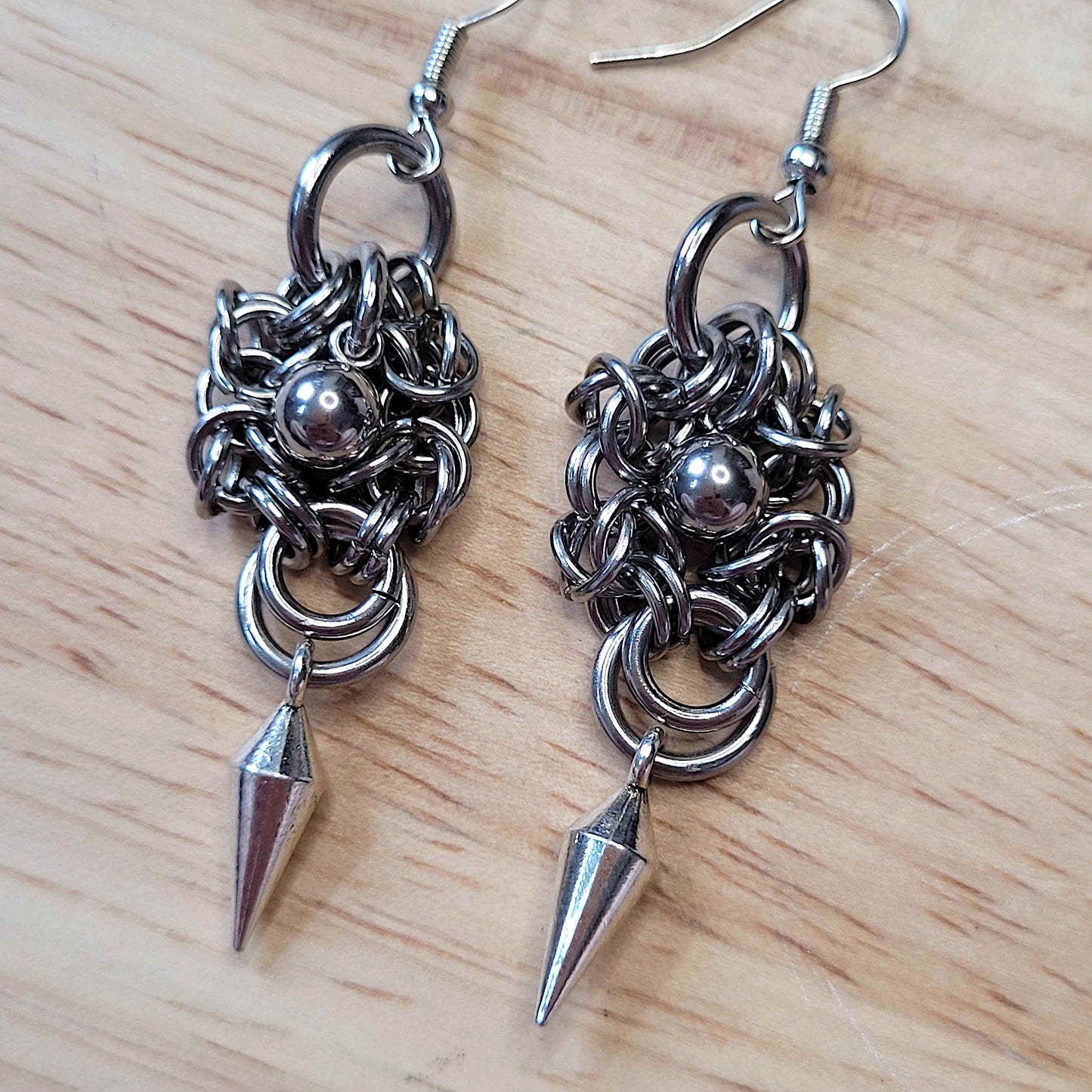 Byzantine ball and spike earrings