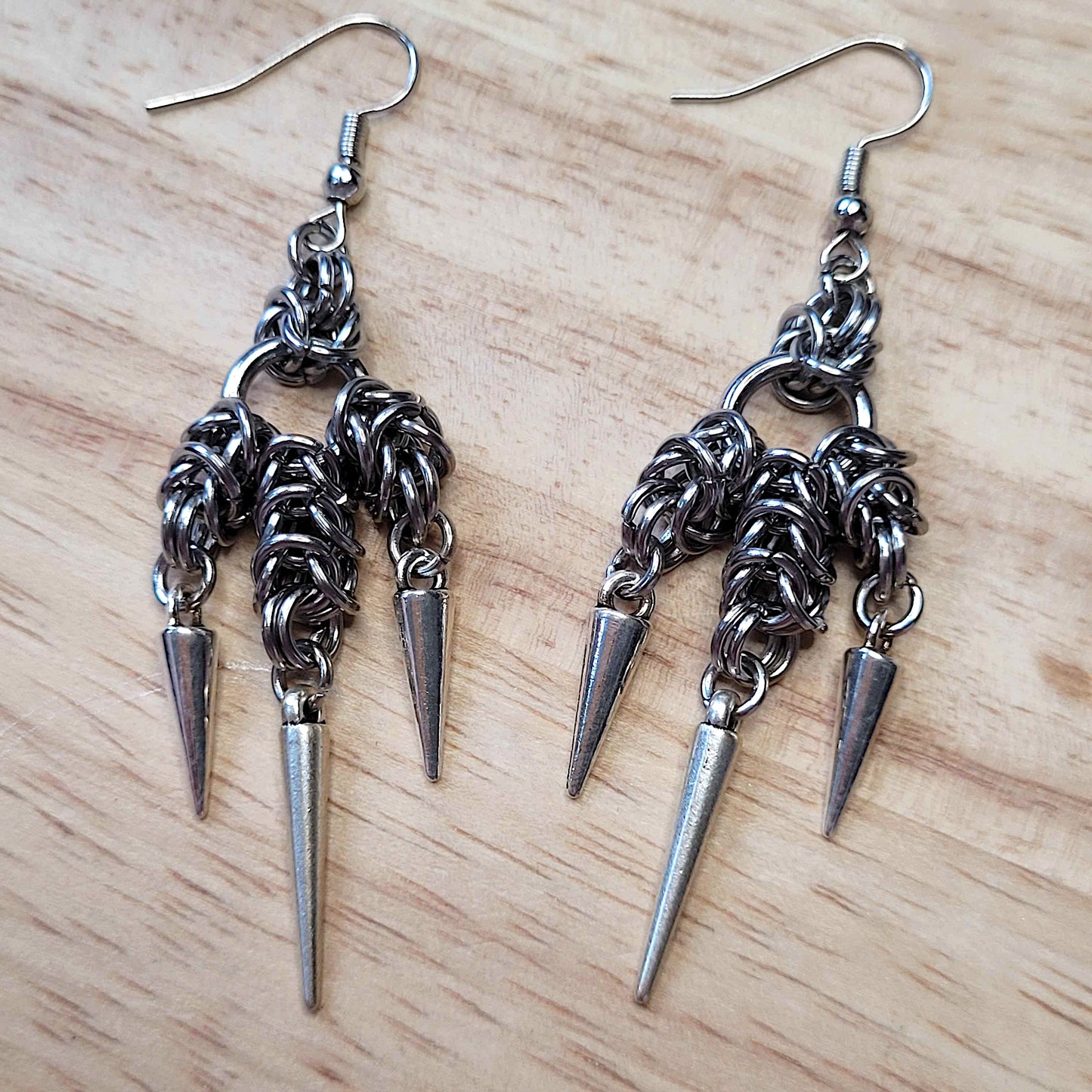 Triple box chain earrings