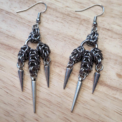 Triple box chain earrings